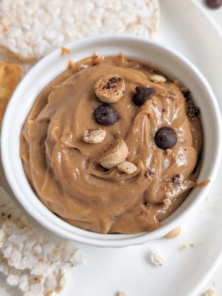 The best Chocolate Chip Cookie Butter recipe made with real chocolate chip cookies, protein powder and peanut butter powder. An easy, healthy, high protein, low sugar and low fat cookie spread.
