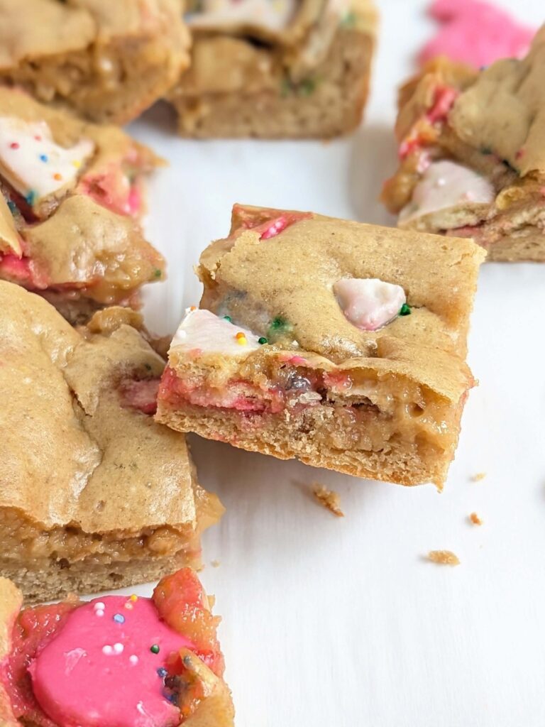 Super Healthy Circus Animal Cookie Bars made with protein powder and no extra sugar! Animal cookie protein bars are low fat, low calorie, low sugar and made in just one bowl.
