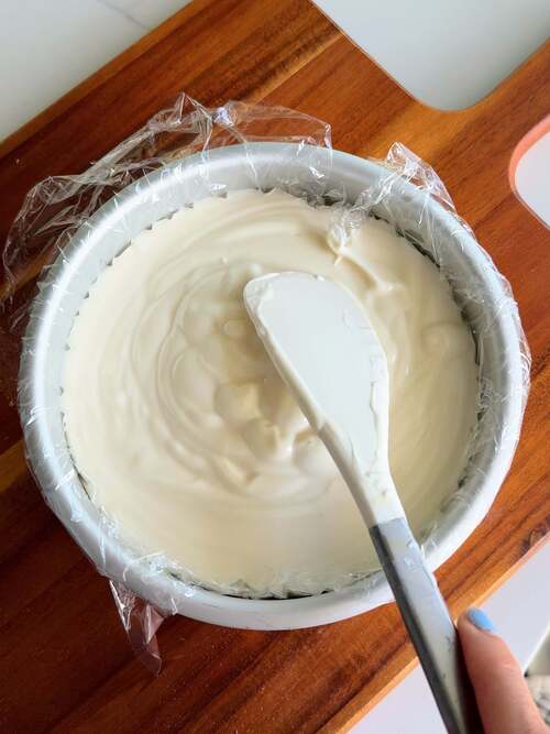 pour and smooth out ice cream mixture into pan