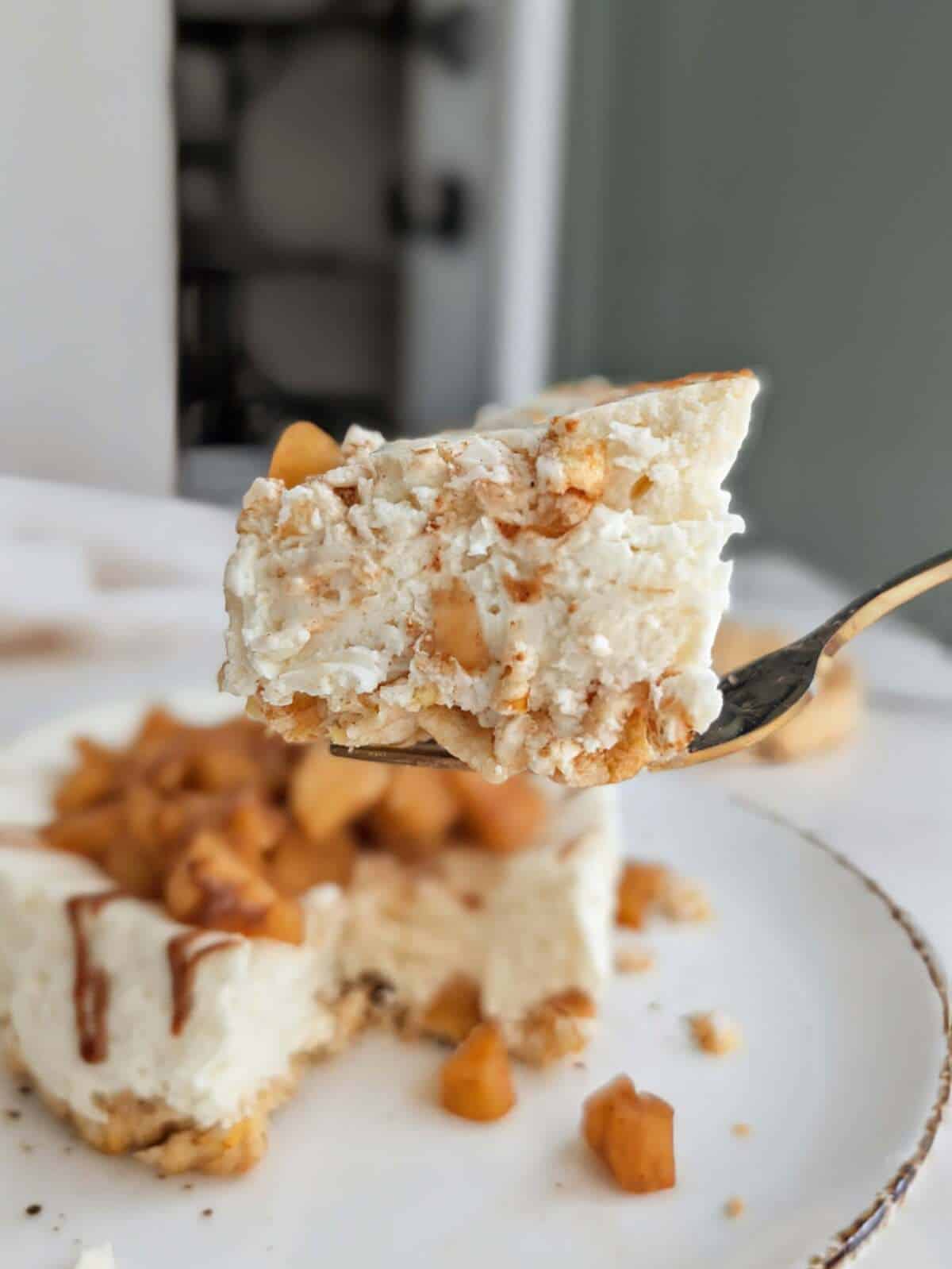 Indulge in this macro-friendly High Protein Cheesecake with Rice Cake Crust. An easy recipe with no extra sugar and creamy flavor for your fitness goals.