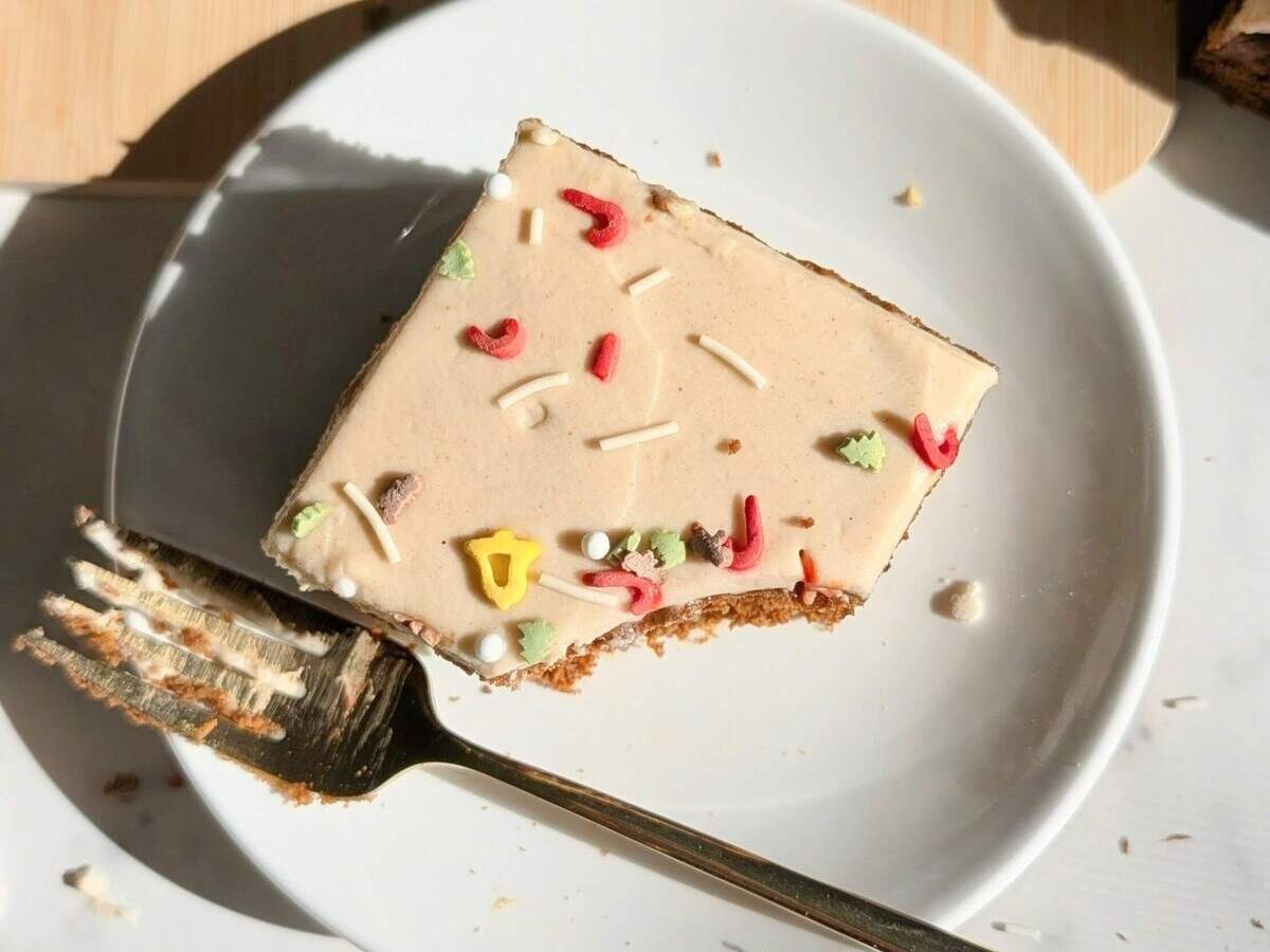 The perfect healthy High Protein Gingerbread Cake topped with a Protein Cinnamon-Ginger Frosting. Healthy, no sugar ginger spice cake recipe uses protein powder and has no oil or butter.