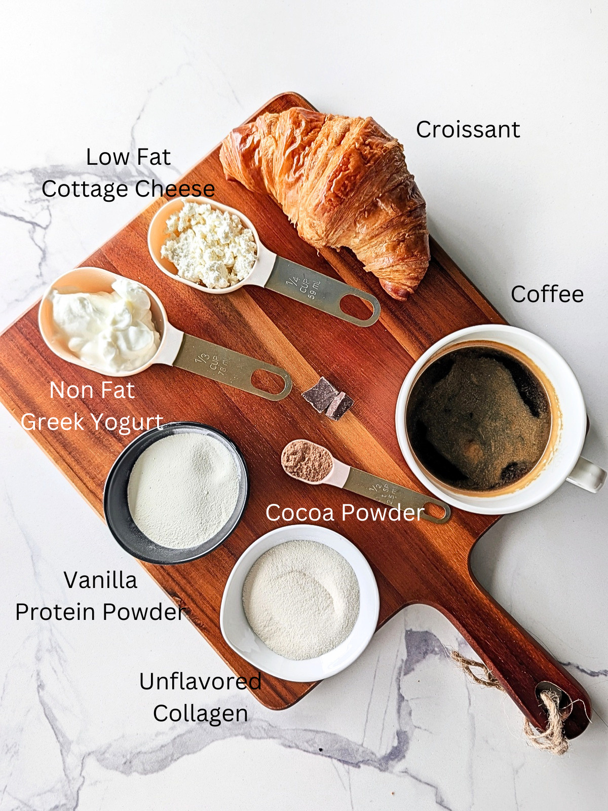 Ingredients for high protein tiramisu croissant