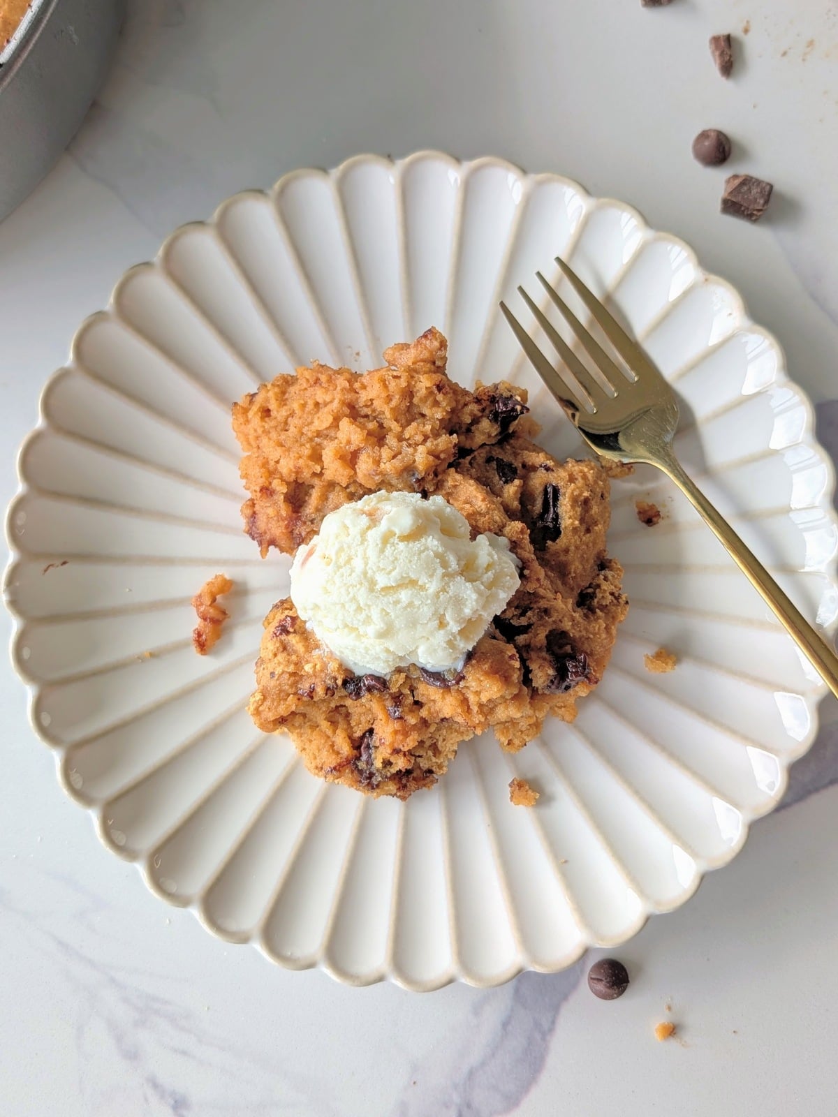 Jump on the trend with this gooey Viral Scoopable Protein Cookie! It's a healthy, low-fat dessert that perfectly nails that underbaked cookie texture.
